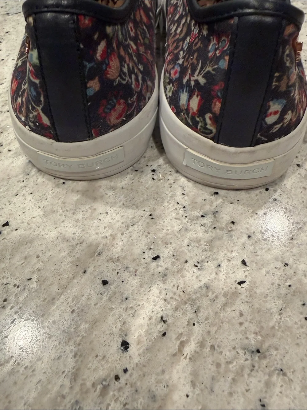 Tory Burch Black Floral Slip-On Sneakers with Multicolor Print W8